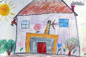 Rysunek dziecięcy - "Mój pomysł na dom"