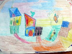 Rysunek dziecięcy - "Mój pomysł na dom"
