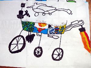 Rysunek dziecięcy - "Wózek-niespodzianka"