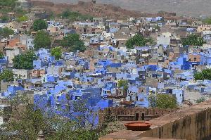 Widok na miasto z Twierdzy Mehrangarh w Jodhpur