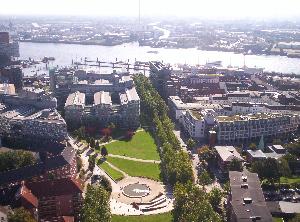 Hamburg - panorama miasta z wieży kościoła św. Michała