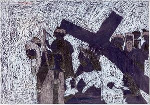 Agata Miszewska - Upadek Jezusa - pastel