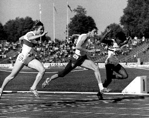 Irena Szewińska w biegu na 100 m w Memoriale Janusza Kusocińskiego w 1976 r. w Bydgoszczy