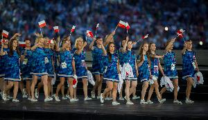 Parada polskich sportowców na otwarciu Igrzysk Europejskich w Baku, 2015 r.